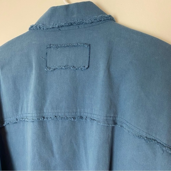 La Miel Anneli Twill Shacket in Stone Blue Color - Picture 6 of 16